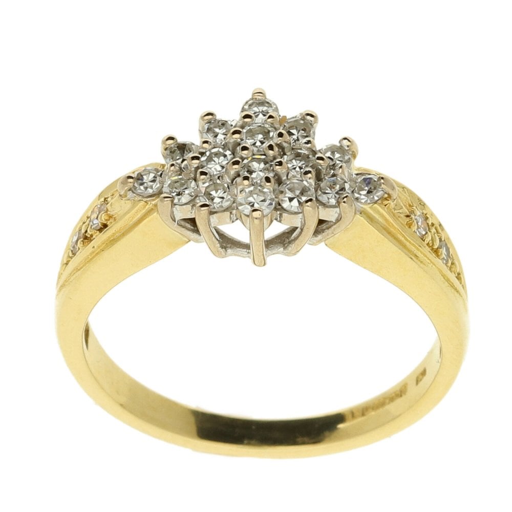 Ladies 18ct Yellow Gold Diamond Cluster Ring - 0.40ct