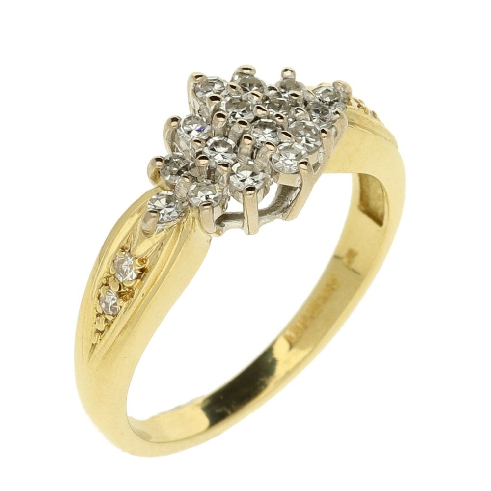 Ladies 18ct Yellow Gold Diamond Cluster Ring - 0.40ct