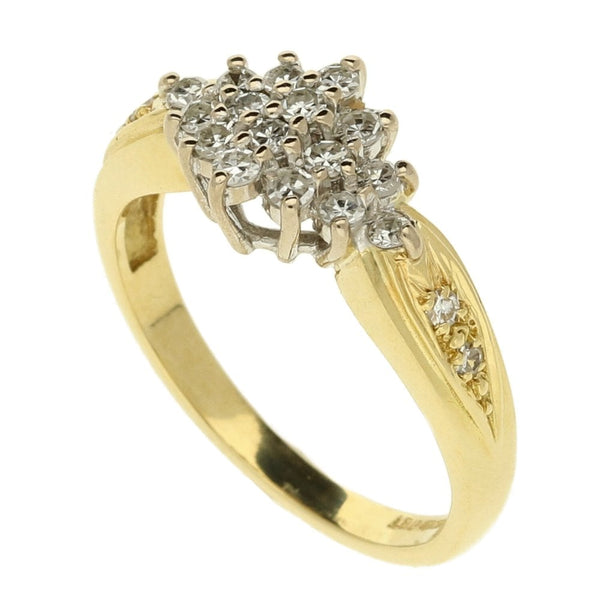 Ladies 18ct Yellow Gold Diamond Cluster Ring - 0.40ct