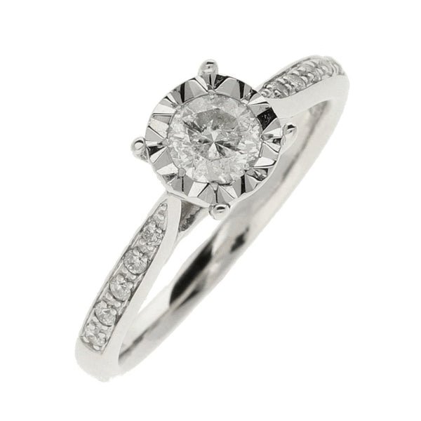 Ladies 9ct White Gold Diamond Engagement Ring - Size K - 0.40ct
