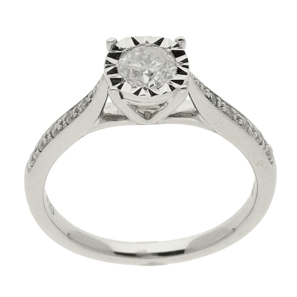 Ladies 9ct White Gold Diamond Engagement Ring - Size K - 0.40ct