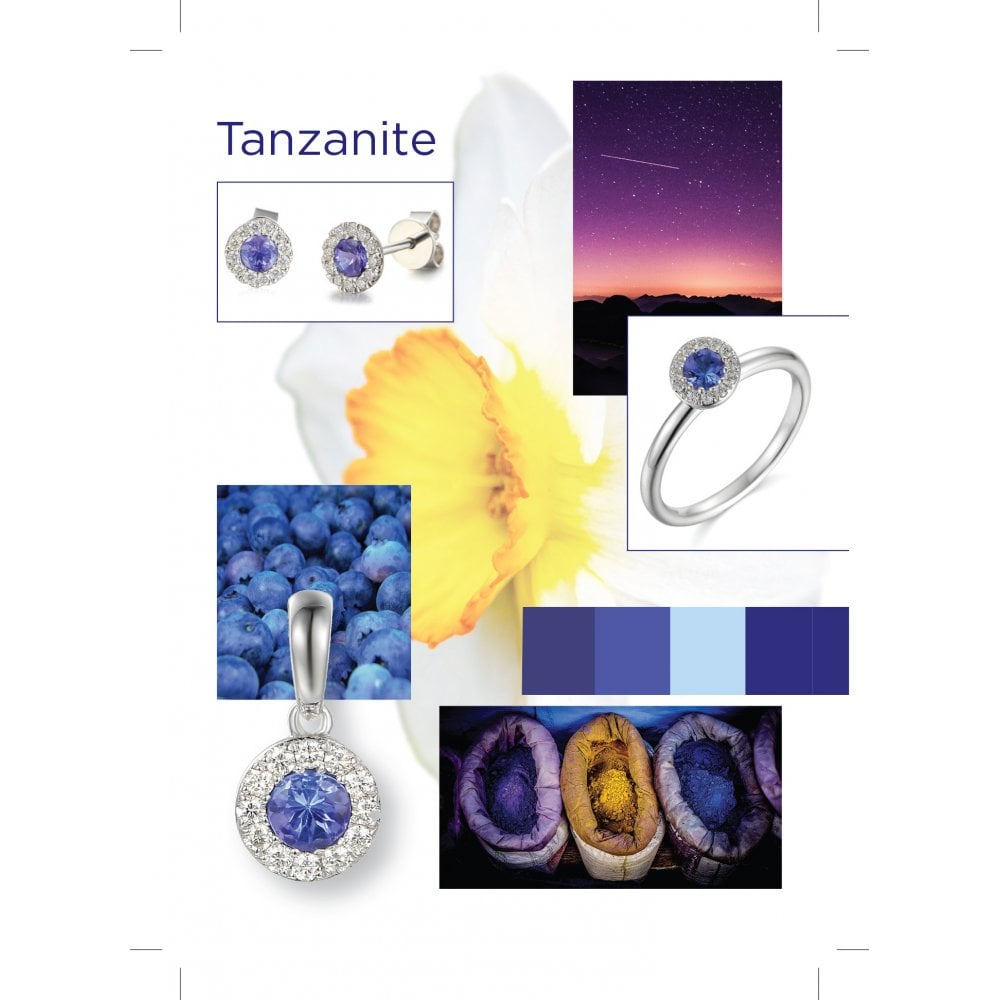 Ladies 18ct White Gold Diamond & Tanzanite Halo Cluster Ring