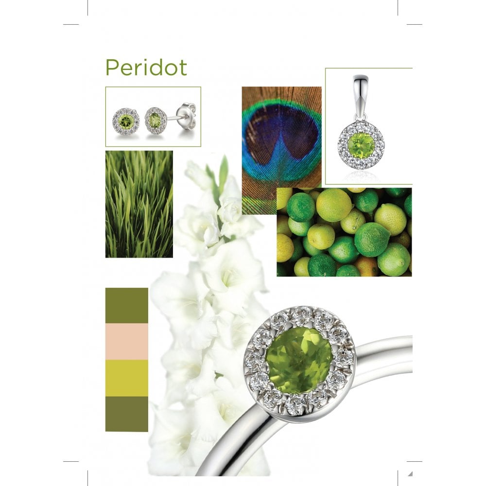Ladies 18ct White Gold Diamond & Peridot Cluster Pendant
