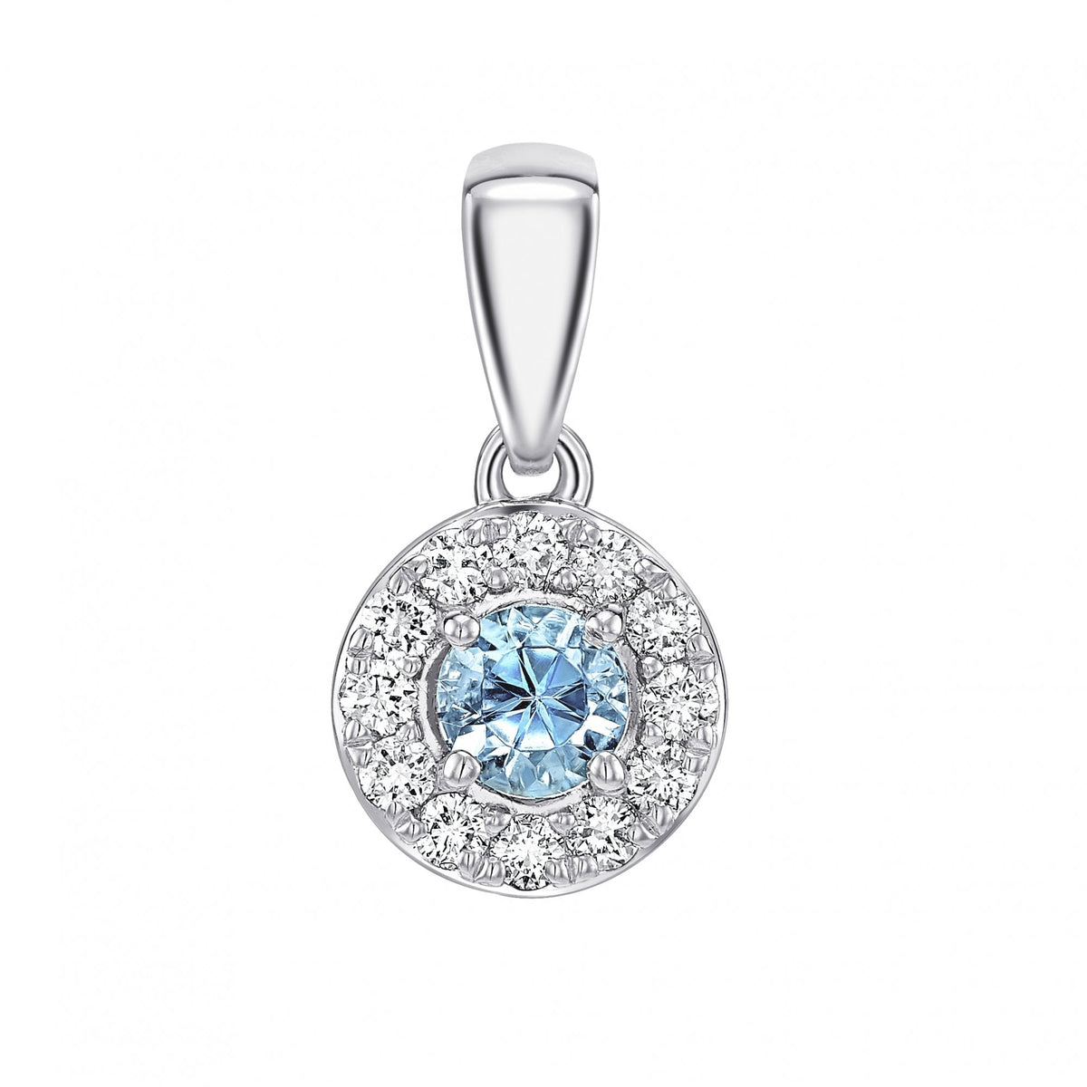 Ladies 18ct White Gold Diamond & Aquamarine Cluster Pendant