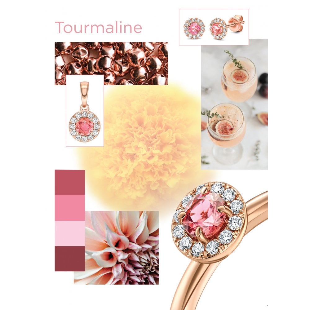 18ct Rose Gold Pink Tourmaline & Diamond Stud Earrings - 0.17ct