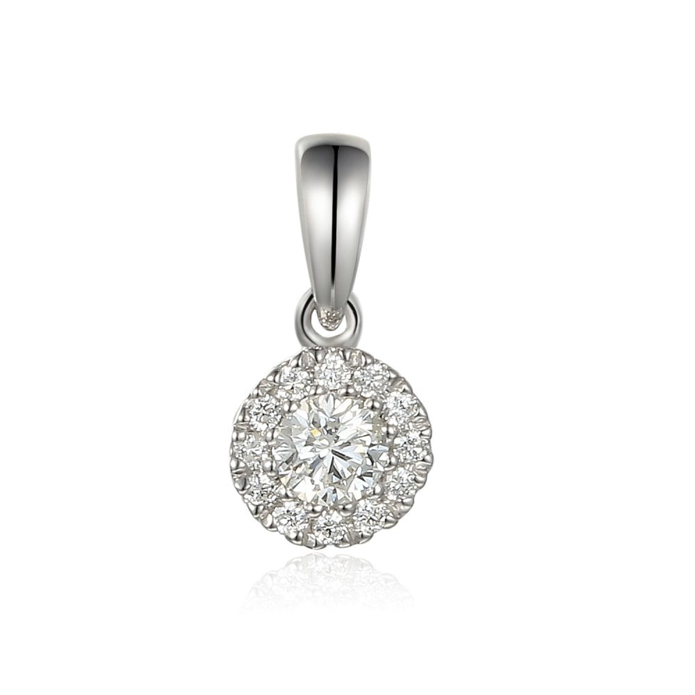 Ladies 18ct White Gold Diamond Cluster Pendant