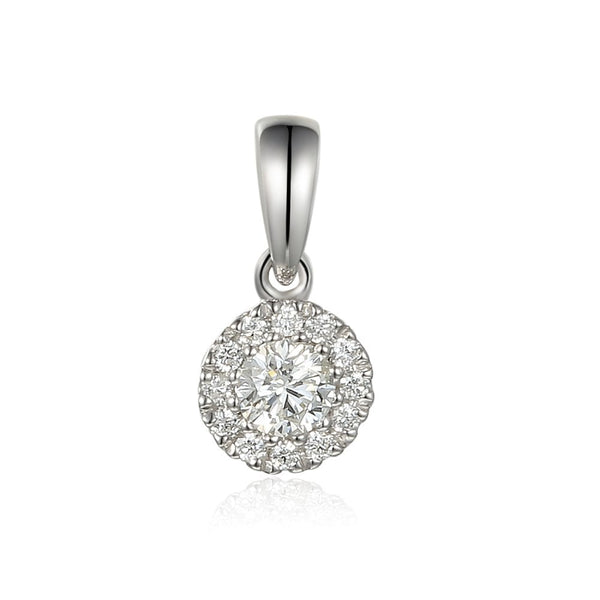 Ladies 18ct White Gold Diamond Cluster Pendant