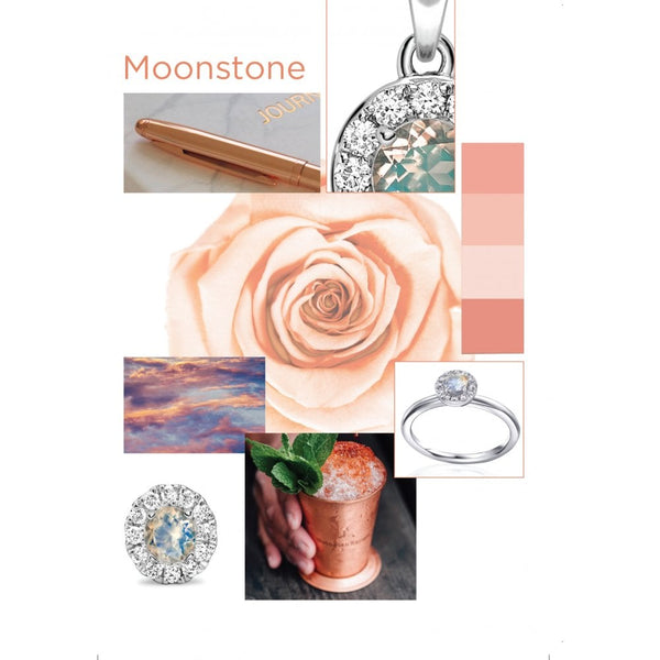 Ladies 18ct White Gold Diamond & Moonstone Stud Earrings