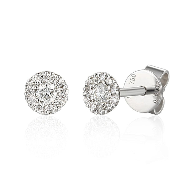 Ladies 18ct White Gold Diamond Cluster Stud Earrings