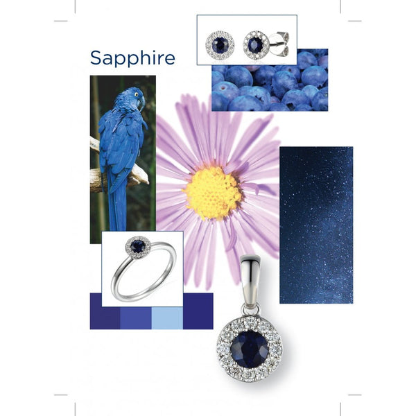 Ladies 18ct White Gold Diamond & Sapphire Cluster Pendant