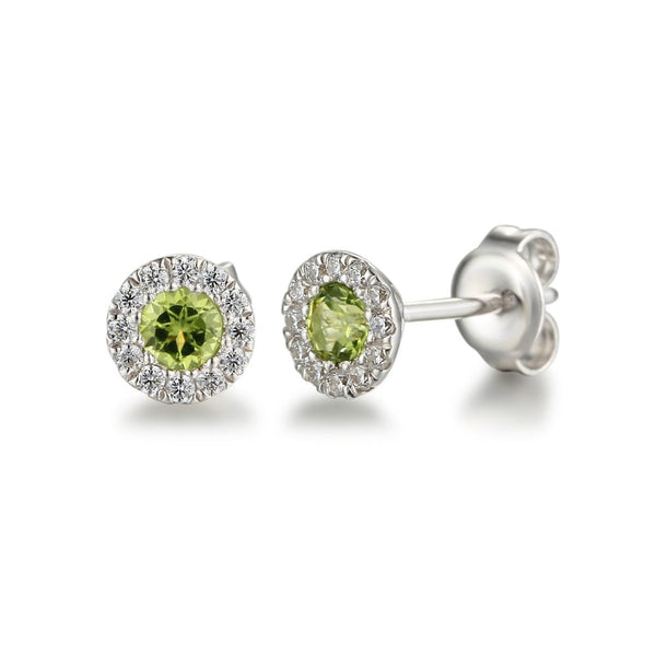 Ladies 18ct White Gold Diamond & Peridot Stud Earrings