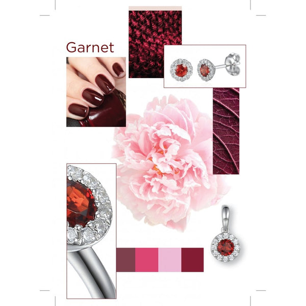 Ladies 18ct White Gold Diamond & Garnet Stud Earrings