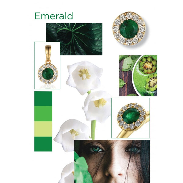 Ladies 18ct Yellow Gold Diamond & Emerald Stud Earrings