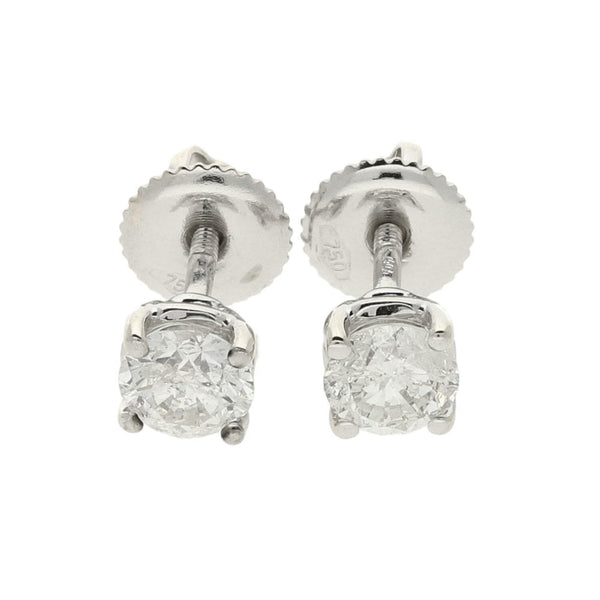 Ladies 18ct White Gold Diamond Stud Earrings - 1.00ct