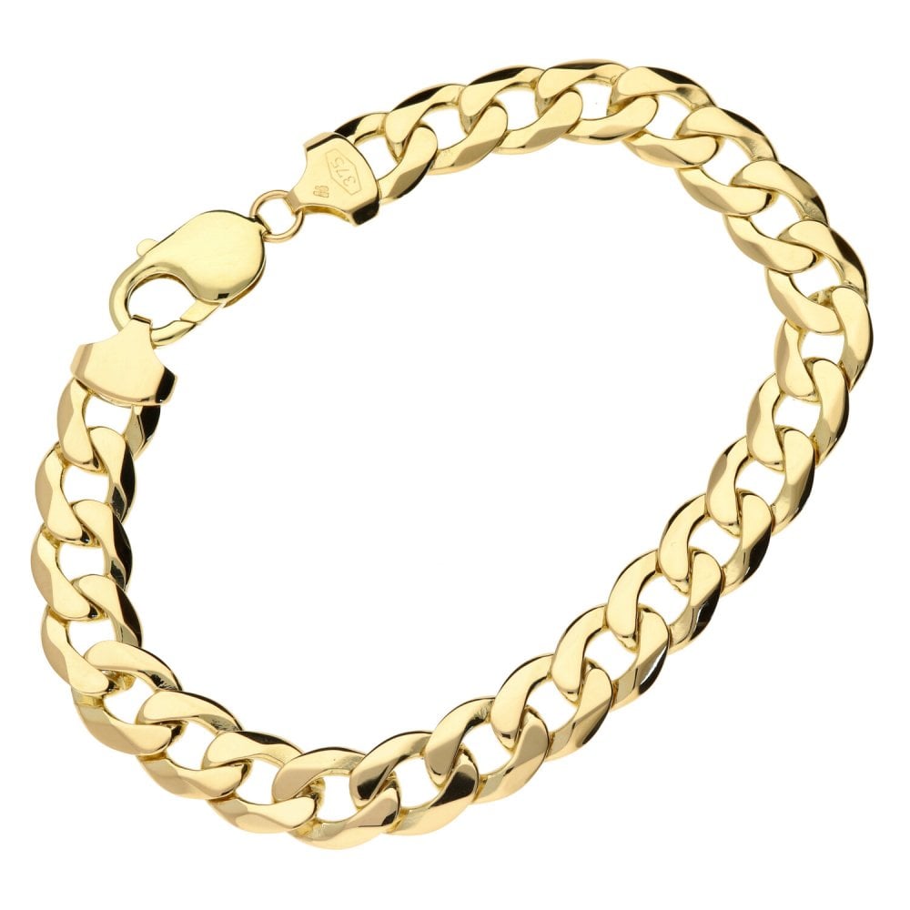 9ct Yellow Gold Curb Bracelet - 9"