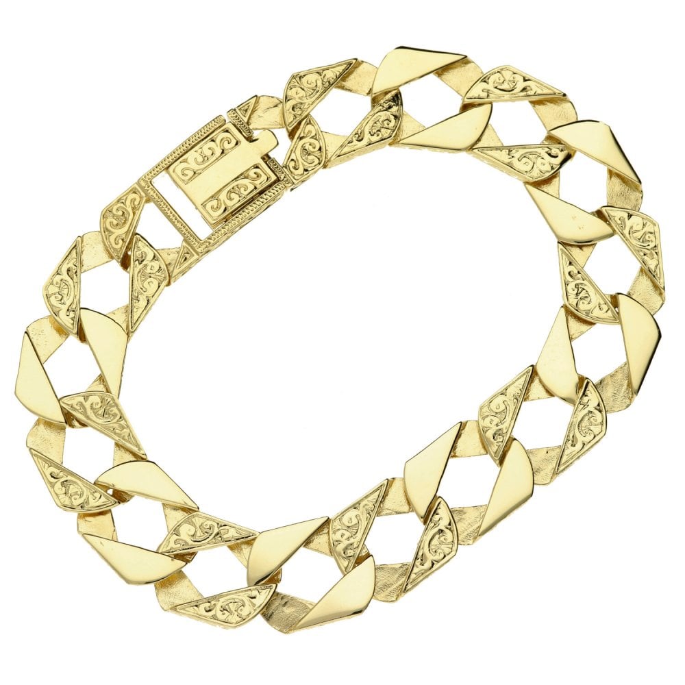 Men's 9ct Yellow Gold Curb Bracelet - 8.5''