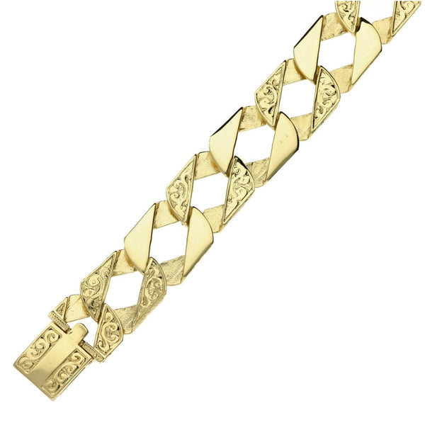 Men's 9ct Yellow Gold Curb Bracelet - 8.5''