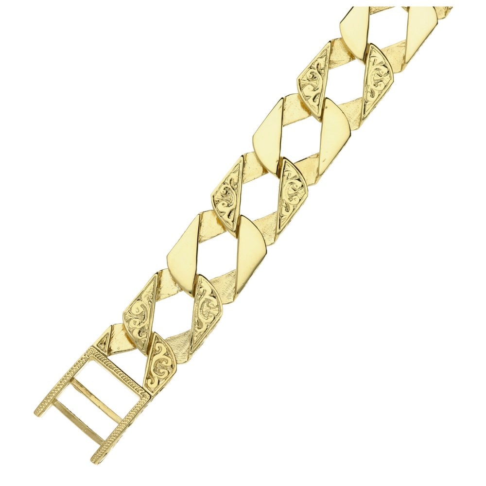Men's 9ct Yellow Gold Curb Bracelet - 8.5''