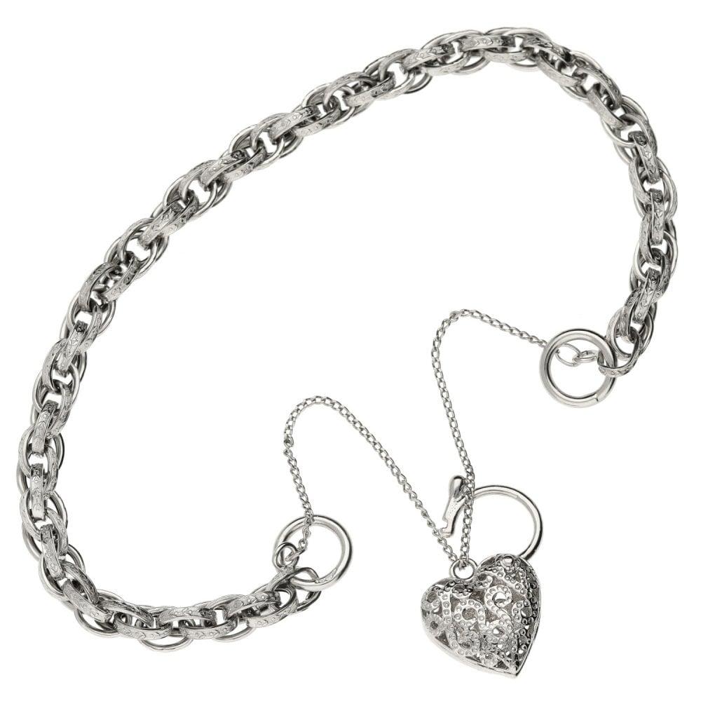 Ladies 9ct White Gold Prince Of Wales Bracelet - 8.9g