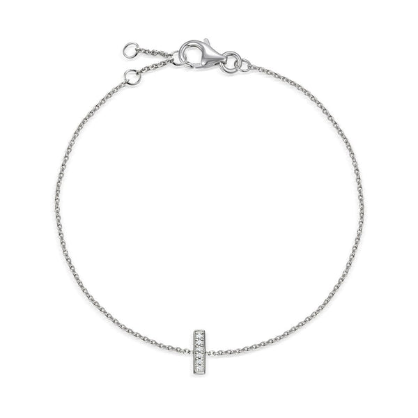 9ct White Gold Diamond Initial I Bracelet - 6"/6.5"/7" - 0.02ct