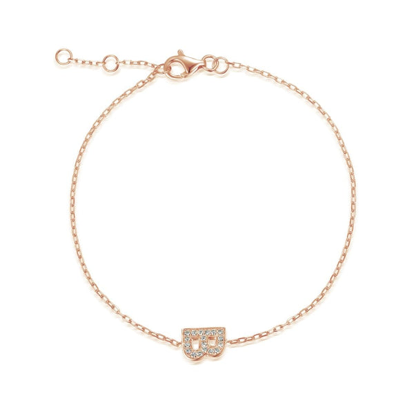 9ct Rose Gold Diamond Initial B Bracelet - 6"/6.5"/7" - 0.07ct