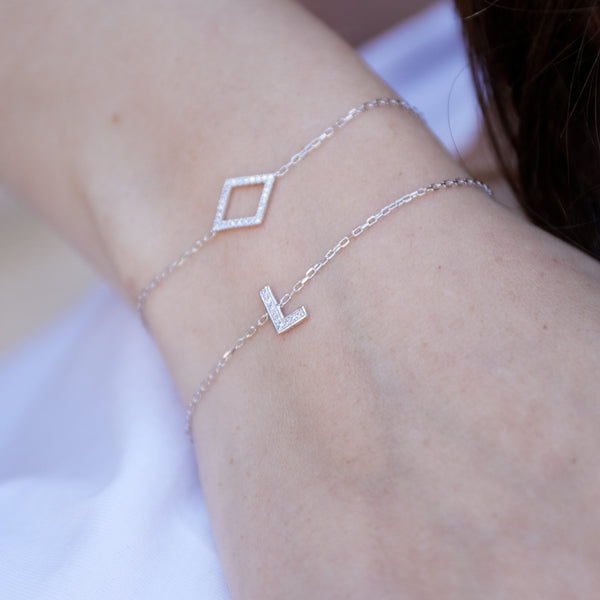 9ct Rose Gold Diamond Initial N Bracelet - 6"/6.5"/7" - 0.07ct