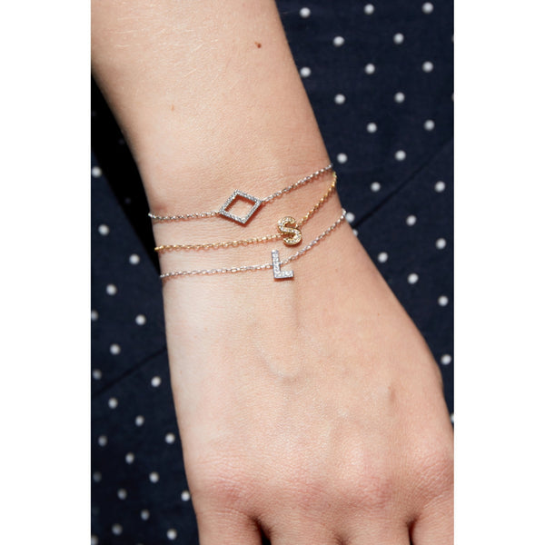 9ct Rose Gold Diamond Initial O Bracelet - 6"/6.5"/7" - 0.06ct