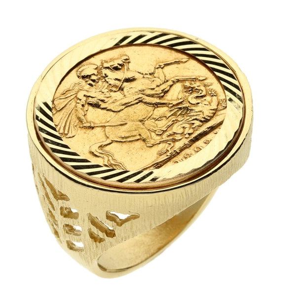 Gold 1893 Full Sovereign Coin Ring - Size R½