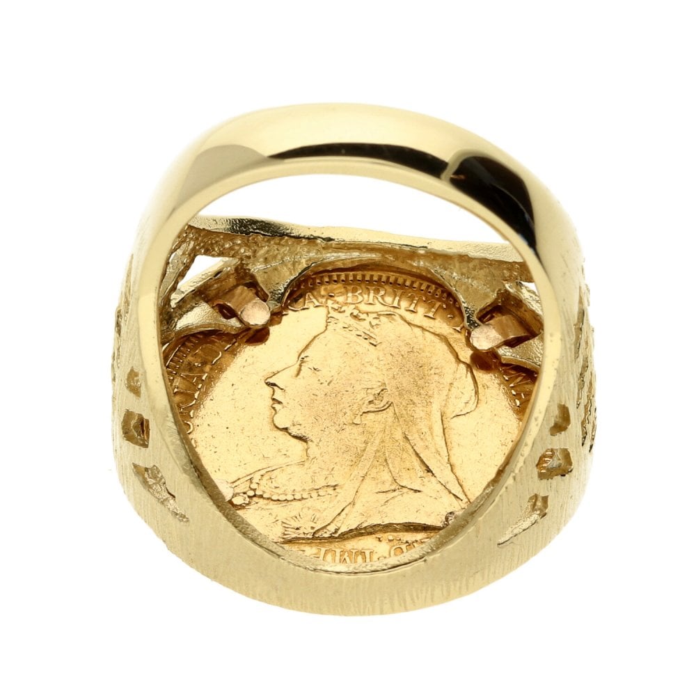 Gold 1893 Full Sovereign Coin Ring - Size R½