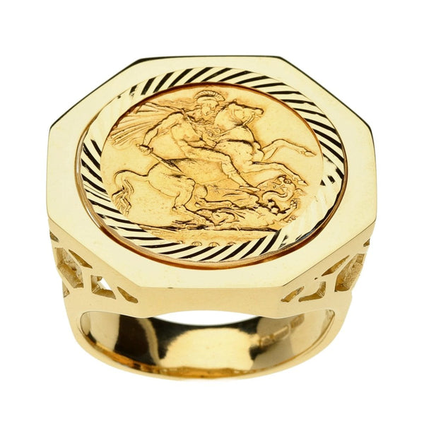 Gold 1893 Full Sovereign Coin Ring - Size X½
