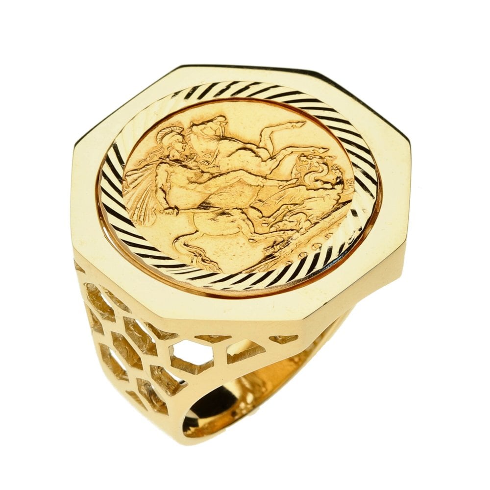 Gold 1893 Full Sovereign Coin Ring - Size X½