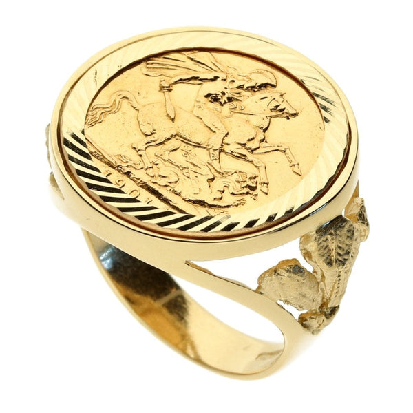 Gold 1901 Full Sovereign Coin Ring - Size W½