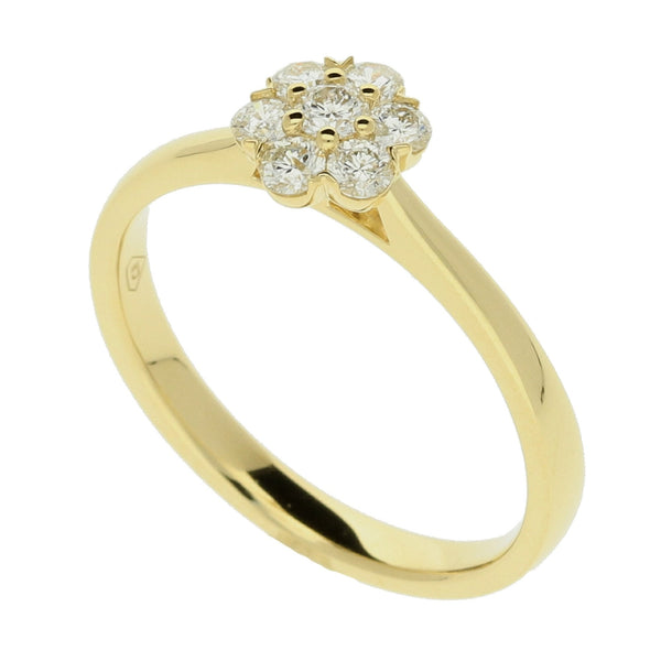 18ct Yellow Gold Diamond Cluster Ring - 0.32ct