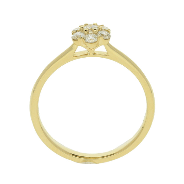 18ct Yellow Gold Diamond Cluster Ring - 0.32ct