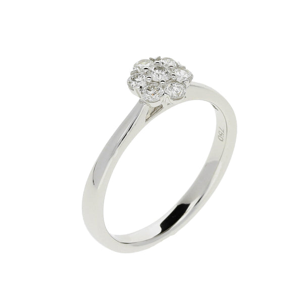 18ct White Gold Diamond Cluster Ring - 0.33ct