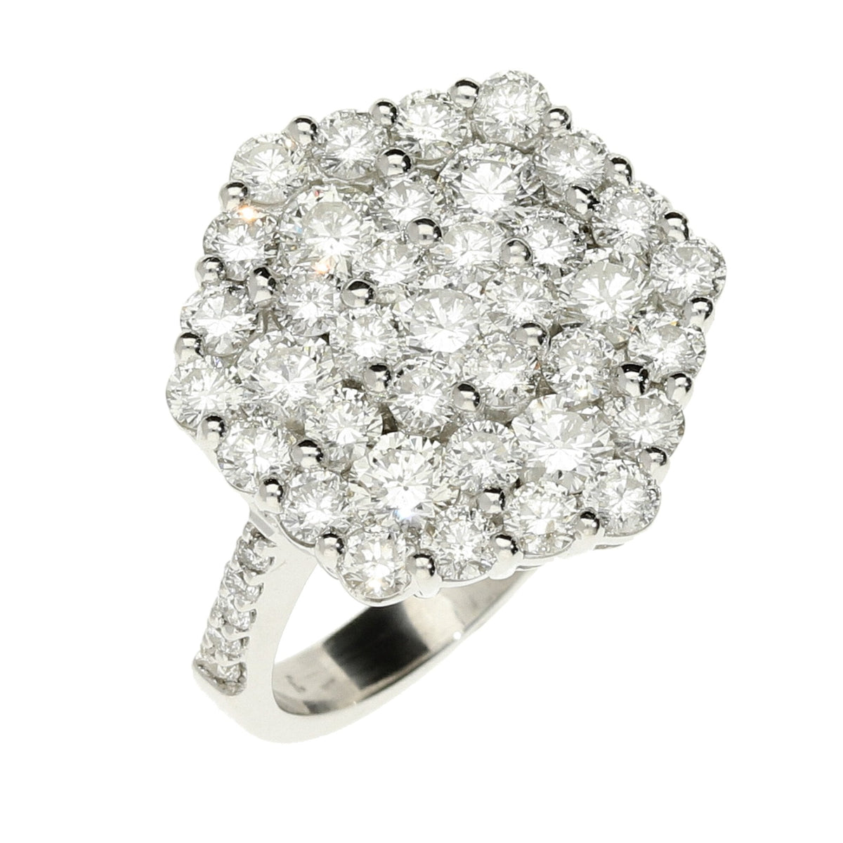 18ct White Gold Hexagon Diamond Cluster Ring - 2.20ct