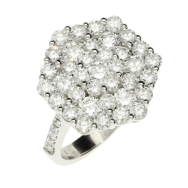 18ct White Gold Hexagon Diamond Cluster Ring - 2.20ct