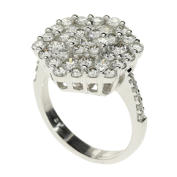 18ct White Gold Hexagon Diamond Cluster Ring - 2.20ct