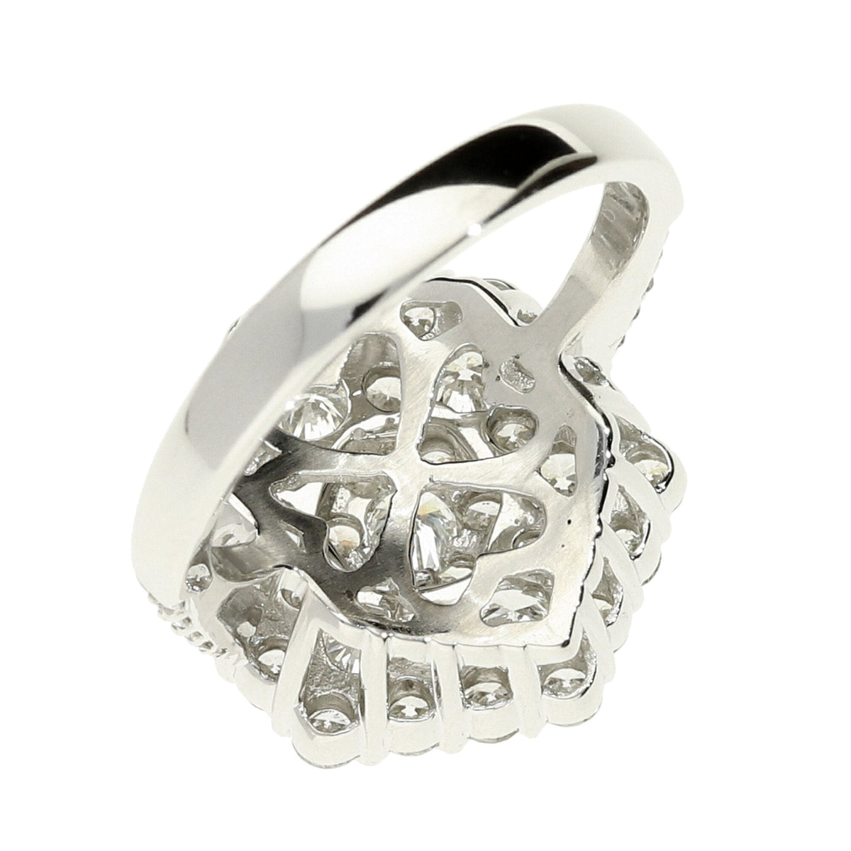 18ct White Gold Hexagon Diamond Cluster Ring - 2.20ct