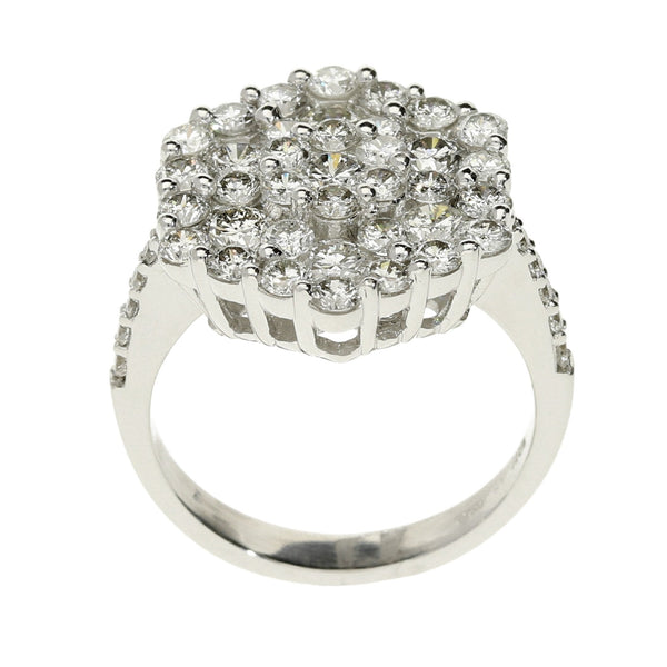 18ct White Gold Hexagon Diamond Cluster Ring - 2.20ct