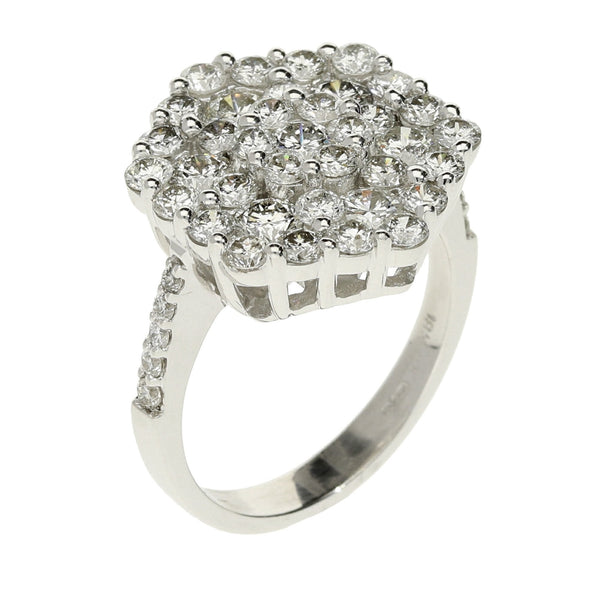 18ct White Gold Hexagon Diamond Cluster Ring - 2.20ct