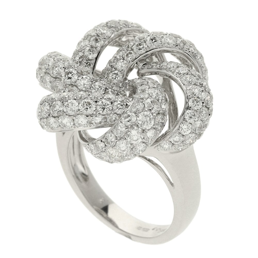 18ct White Gold 4.14ct Knot Cluster Ring