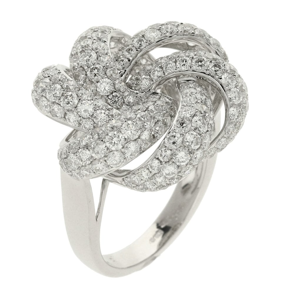 18ct White Gold 4.14ct Knot Cluster Ring