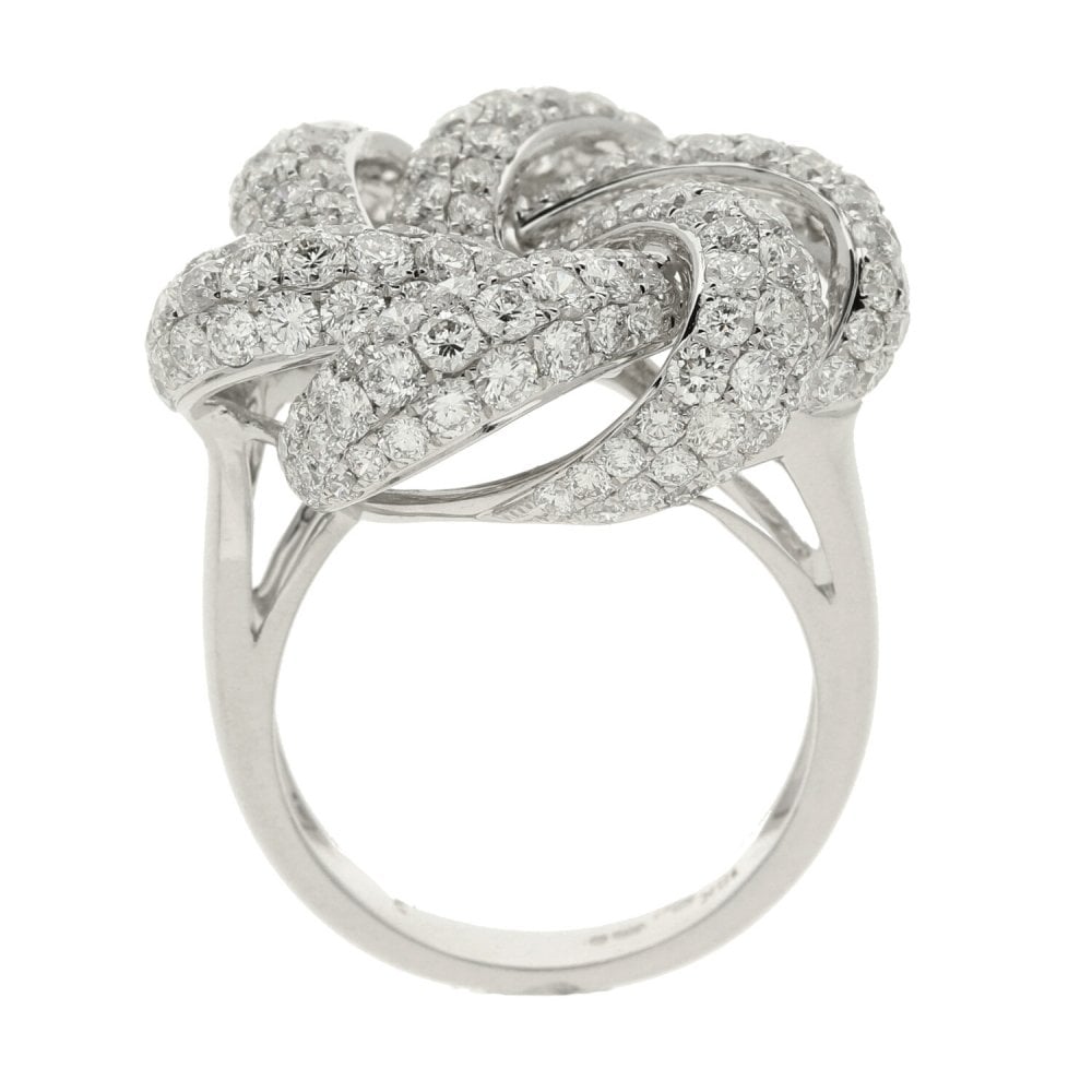 18ct White Gold 4.14ct Knot Cluster Ring