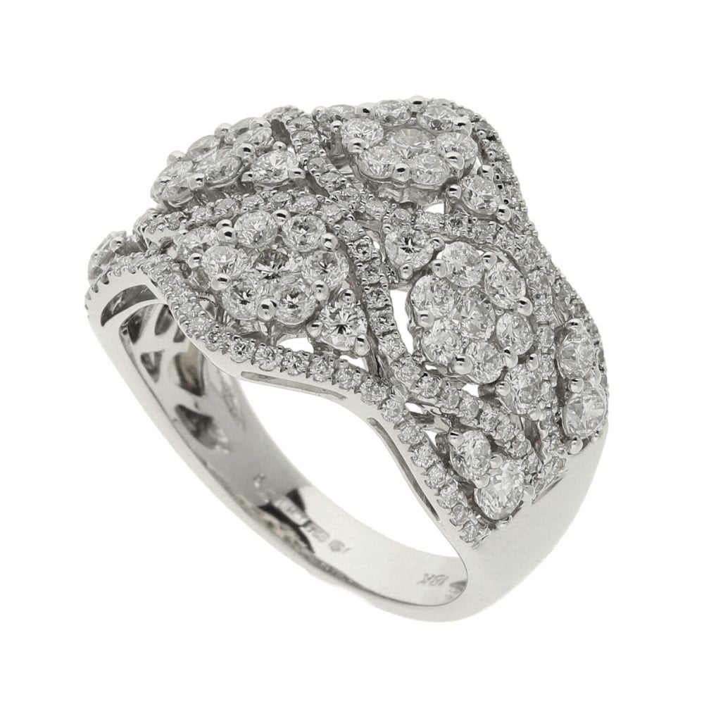 18ct White Gold 1.75ct Multiple Cluster Ring