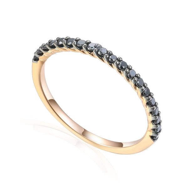 Ladies 18ct Rose Gold Black Diamond Half Eternity Ring