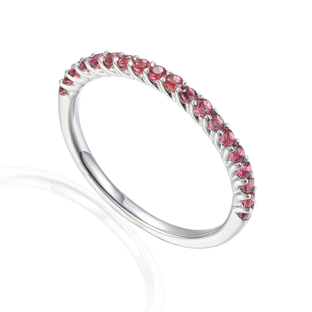 18ct White Gold Pink Tourmaline Half Eternity Ring - 0.32ct