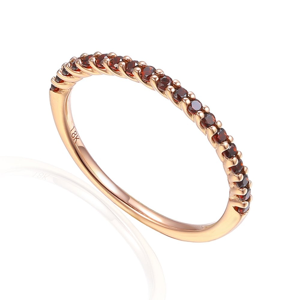 18ct Rose Gold Red Garnet Half Eternity Ring - 0.36ct