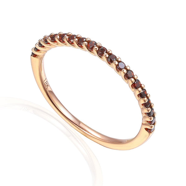 18ct Rose Gold Red Garnet Half Eternity Ring - 0.36ct