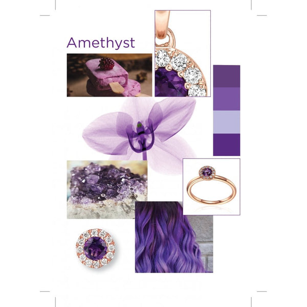 Ladies 18ct Rose Gold Amethyst And Diamond Cluster Pendant